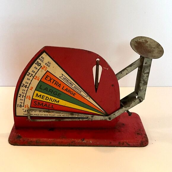 Amazing Vintage Jiffy Way metal egg scale GUC good graphics - Picture 5 of 9